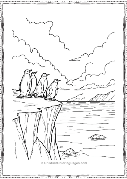 Penguins On Rocky Cliffs Free PDF Printable