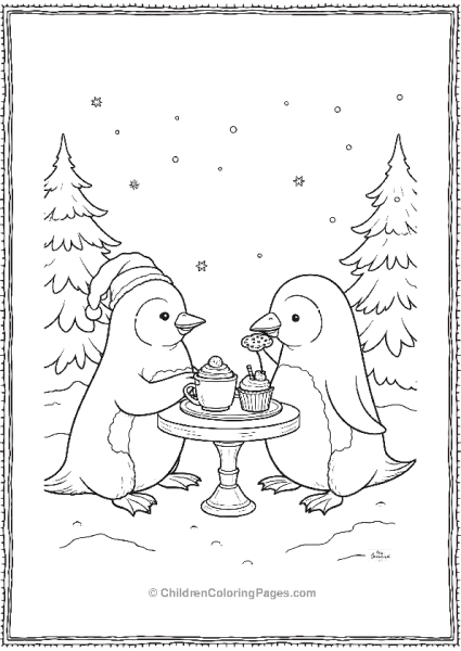 Penguins Sharing Holiday Treats Free PDF Printable