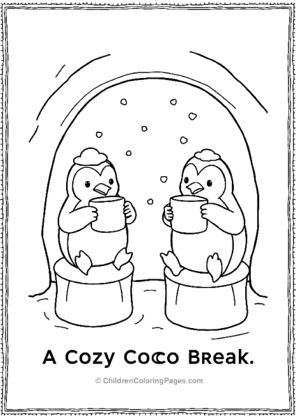 Penguins Sipping Hot Cocoa Free PDF Printable