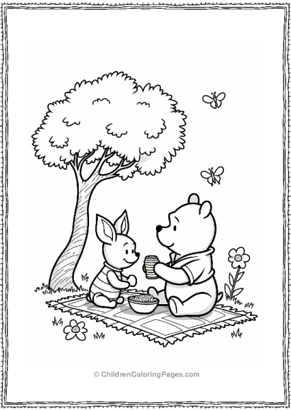 Piglet And Pooh Having A Picnic Free PDF Printable