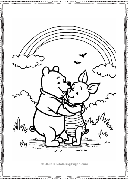 Piglet And Pooh In A Cozy Hug Free PDF Printable