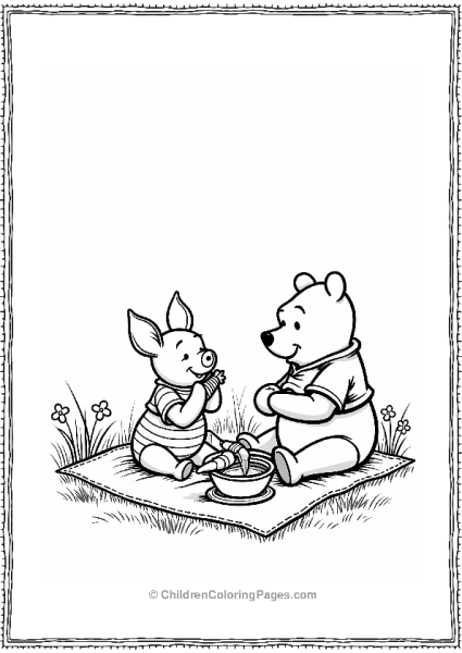 Piglet And Pooh’s Picnic In A Sunny Meadow Free PDF Printable