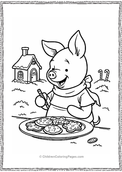 Piglet Decorating Christmas Cookies Free PDF Printable