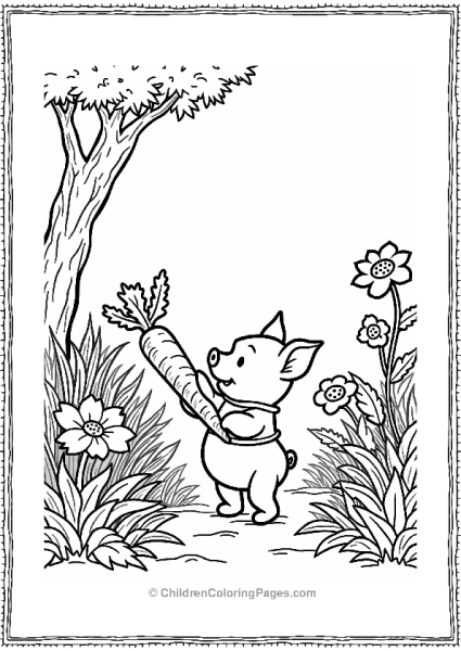 Piglet Exploring A Colorful Garden Free PDF Printable