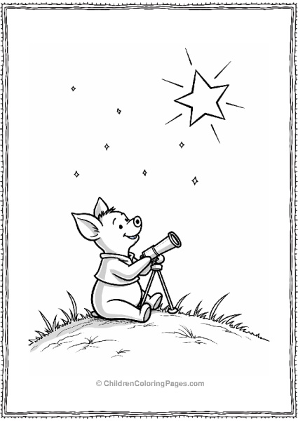 Piglet Gazing At A Bright Star Free PDF Printable