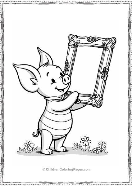 Piglet Holding A Photo Frame Free PDF Printable