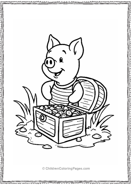 Piglet Opening A Treasure Chest Free PDF Printable