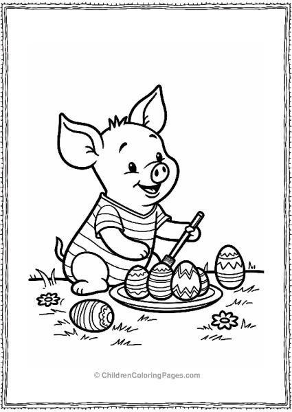 Piglet Painting Easter Eggs Free PDF Printable