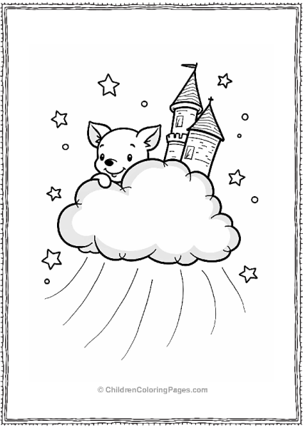 Piglet Peeking From The Cloud Castle Free PDF Printable