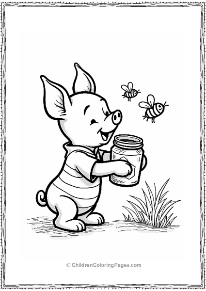 Piglet Sharing Honey With Friends Free PDF Printable