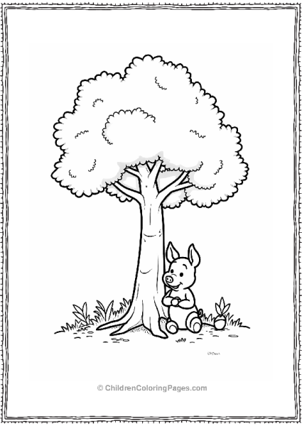 Piglet Sitting Under A Tree Free PDF Printable