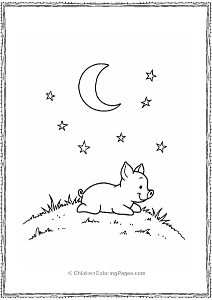 Piglet Stargazing Under A Crescent Moon Free PDF Printable