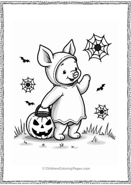 Piglet Trick Or Treating In A Halloween Costume Free PDF Printable