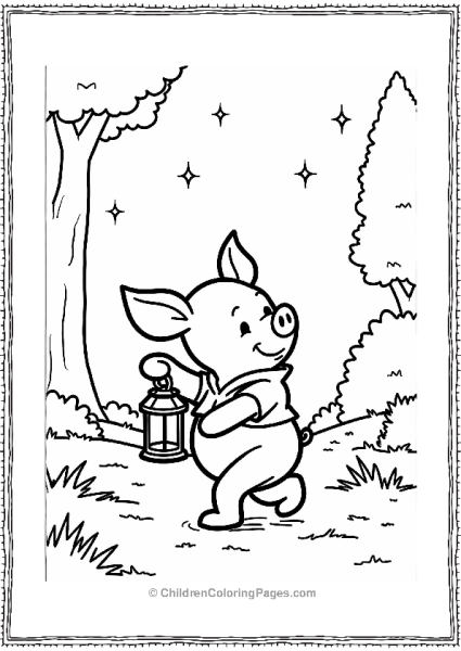 Piglet Walking With A Lantern In The Hundred Acre Wood Free PDF Printable