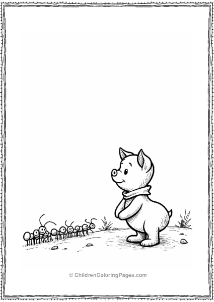 Piglet Watching Busy Ants Free PDF Printable