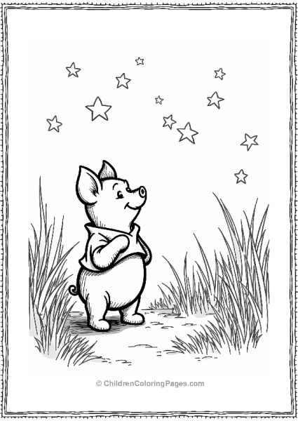 Piglet Watching Fireflies At Night Free PDF Printable