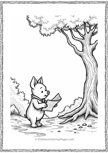 Piglet With A Map In The Forest Free PDF Printable