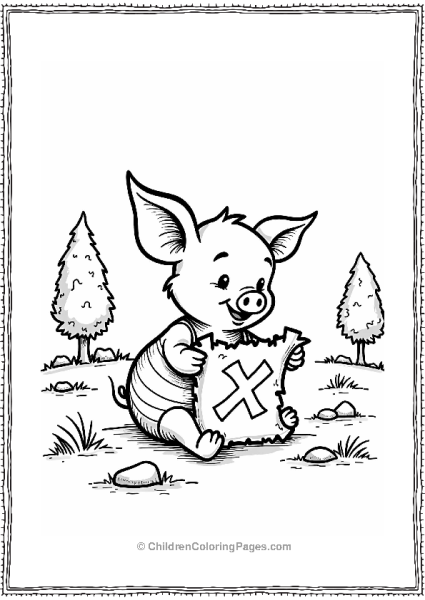 Piglet With A Treasure Map Free PDF Printable