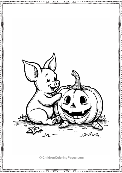 Piglet With Halloween Pumpkin Free PDF Printable