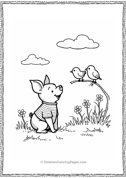 Piglet With Singing Birds Free PDF Printable