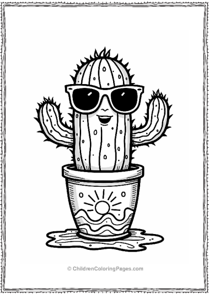 Playful Cactus In A Colorful Planter Free PDF Printable