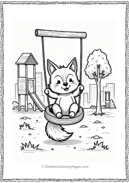 Playful Fox In The Playground Free PDF Printable