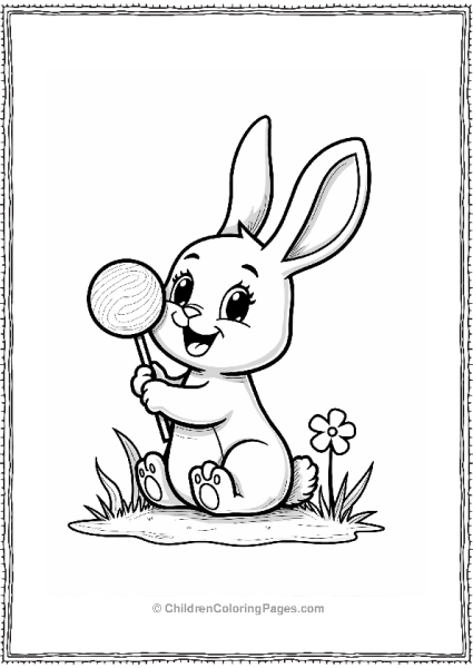 Playful Rabbit With Lollipop Free PDF Printable