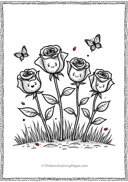 Playful Rose Buds In A Sunny Garden Free PDF Printable