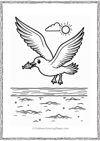 Playful Seagull At The Beach Free PDF Printable