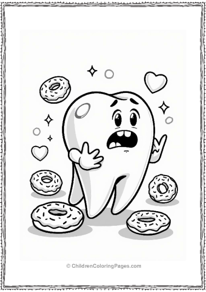 Playful Tooth Character With Sugary Snacks Free PDF Printable