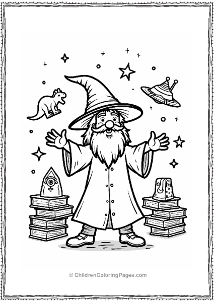 Playful Wizard With Magical Books Free PDF Printable