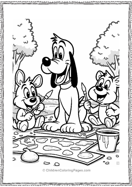 Pluto And Friends Painting Together Free PDF Printable