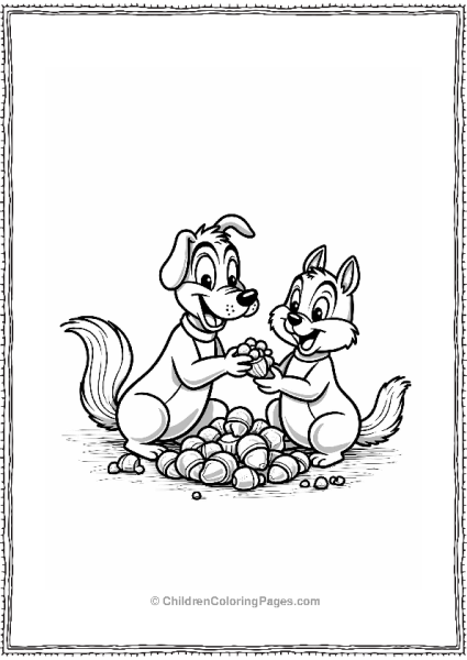 Pluto And The Chipmunks Sharing Snacks Free PDF Printable