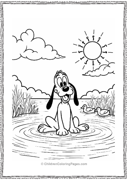 Pluto At The Lake With Ducks Free PDF Printable