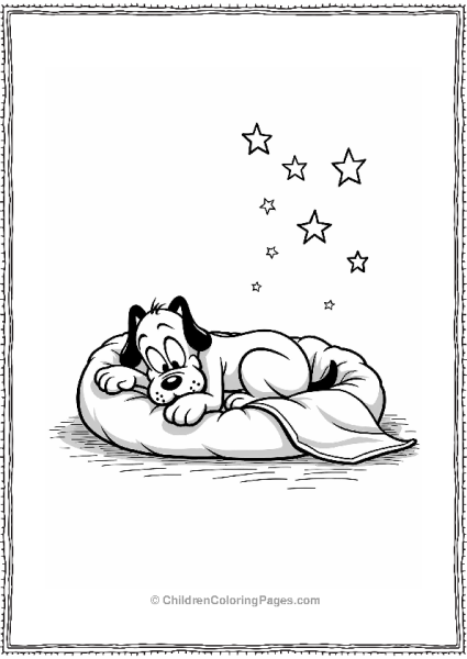 Pluto Napping Comfortably Free PDF Printable