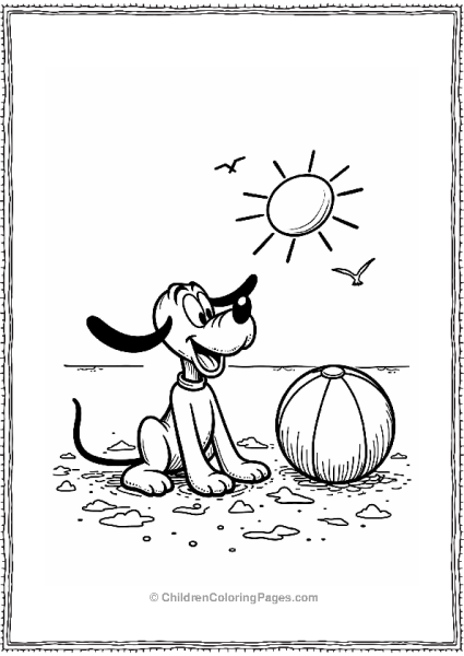 Pluto Playing At The Beach Free PDF Printable