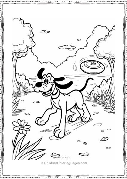 Pluto Playing Fetch In The Park Free PDF Printable