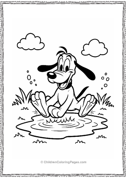 Pluto Playing In A Puddle Free PDF Printable