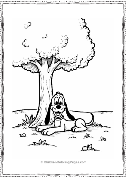 Pluto Relaxing Under A Tree Free PDF Printable