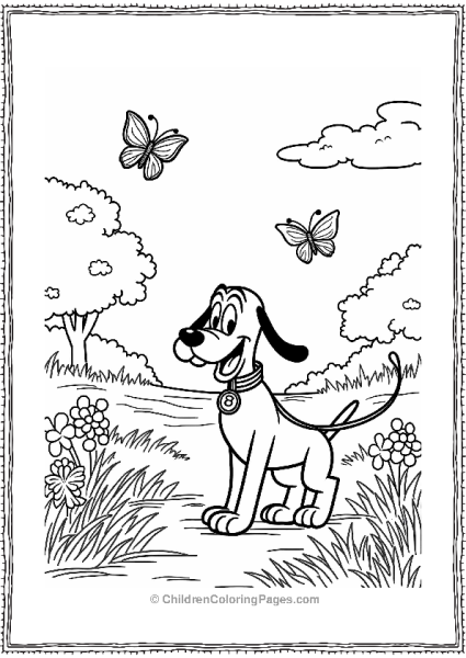 Pluto Walking Among Flowers Free PDF Printable