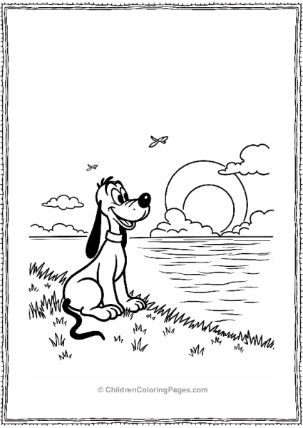 Pluto Watching A Colorful Sunset Free PDF Printable