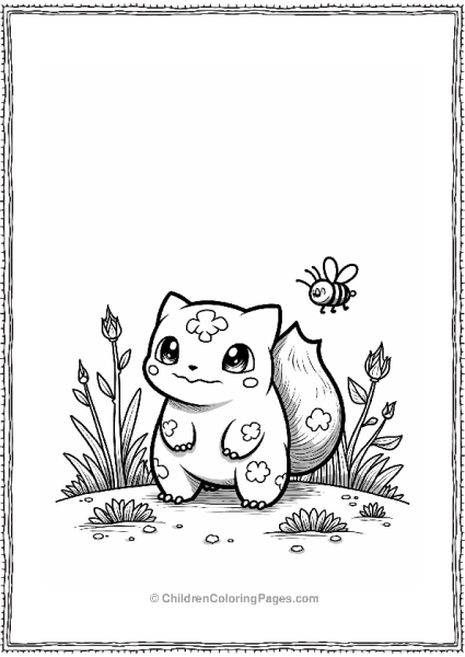 Pokémon Bulbasaur Guarding A Flower Patch Free PDF Printable