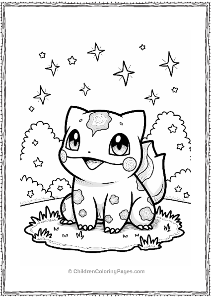 Pokémon Bulbasaur Under A Starry Sky Free PDF Printable