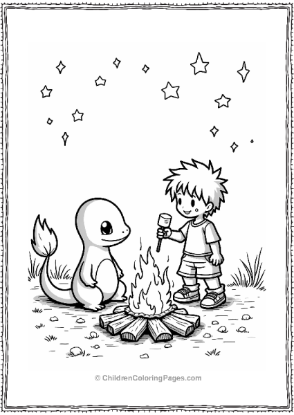 Pokémon Charmander Camping Under The Stars Free PDF Printable