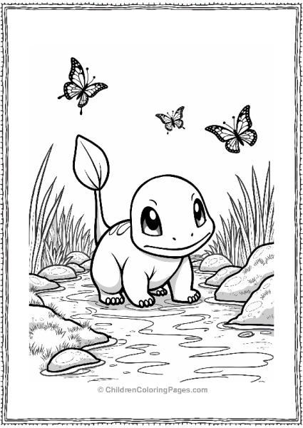 Pokémon Charmander Chasing Butterflies By A Brook Free PDF Printable