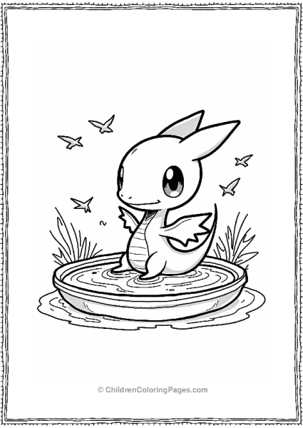 Pokémon Dratini In A City Fountain Free PDF Printable