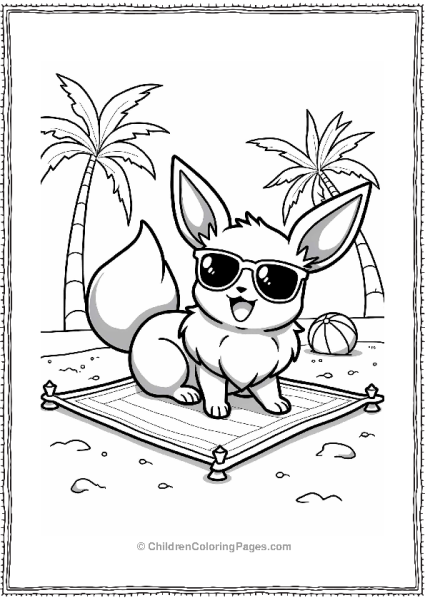 Pokémon Eevee At The Summer Beach Party Free PDF Printable