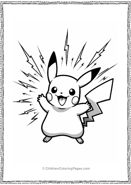 Pokémon Electric Zapping Pikachu With Lightning Free PDF Printable