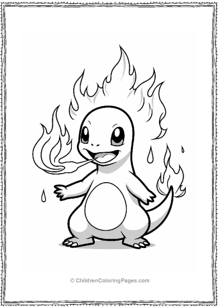 Pokémon Fire Breathing Charmander Coloring Page Free PDF Printable