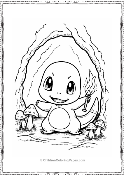 Pokémon Friendly Charmander In A Dim Cave Free PDF Printable